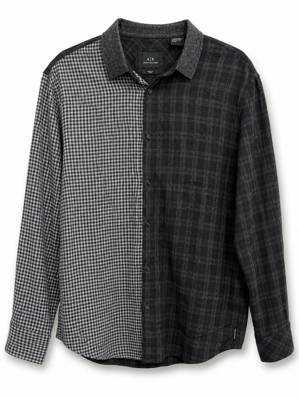 Armani Exchange Black & Gray Plaid Button-Up Shirt